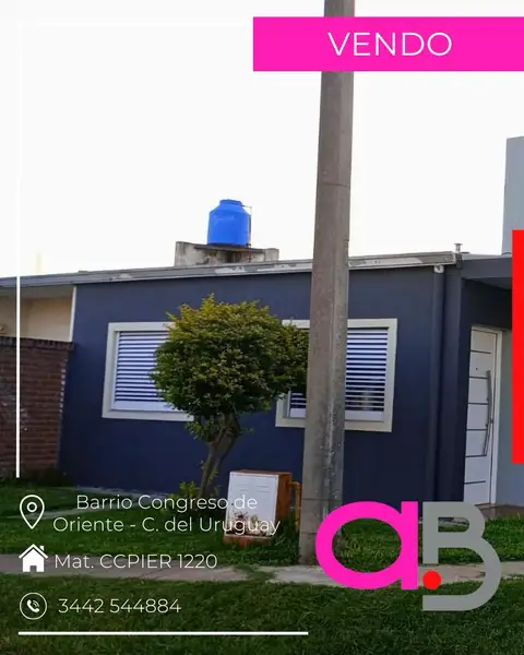 Casa de 2 dormitorios en venta en Barrio Congreso De Oriente, Concepción del Uruguay